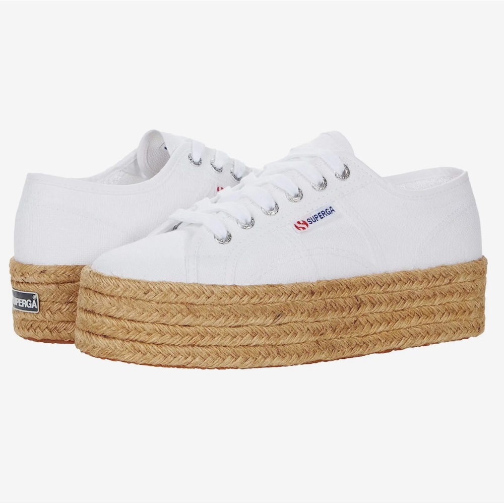 Superga 2790 Rope Pattern Platform Sneakers/Shoes White. Size 39.5/ 9.5